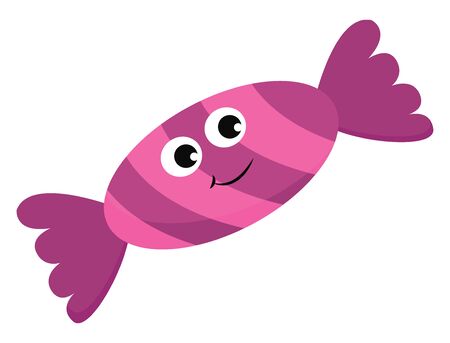 An illustration of a happy purple candy, vector, color drawing or illustration.のイラスト素材