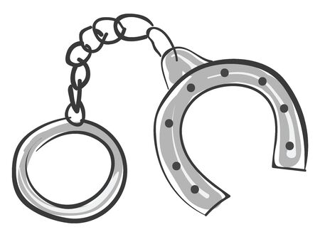 A gray horseshoe keychain, vector, color drawing or illustration.のイラスト素材