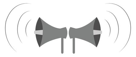Two megaphones beside each other, vector, color drawing or illustration.のイラスト素材
