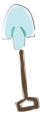 A silver spade with a brown handle, vector, color drawing or illustration.のイラスト素材
