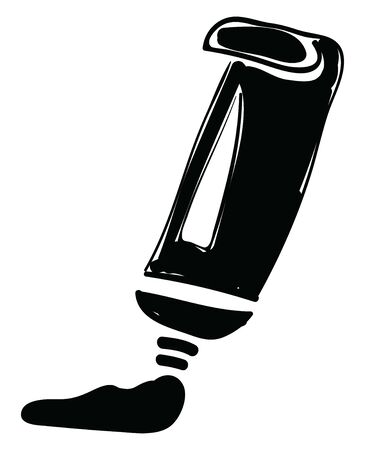 An illustration of the silhouette of a paint tube squirting paint, vector, color drawing or illustration.のイラスト素材