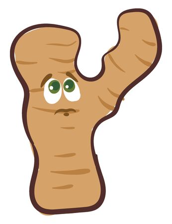 A woeful ginger with green eyes, he looks very sad, vector, color drawing or illustration.のイラスト素材