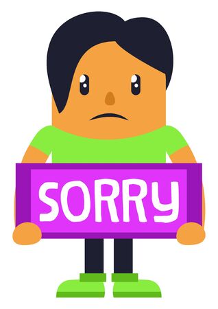 Man apologising, illustration, vector on white background.のイラスト素材