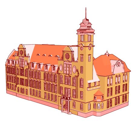 Red castle, illustration, vector on white background.のイラスト素材