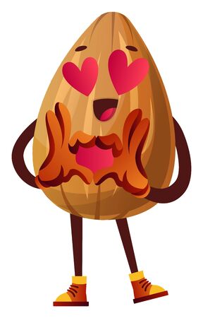 Little almond is so in love, illustration, vector on white background.のイラスト素材