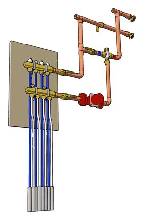 Factory machine with pipes, illustration, vector on white background.のイラスト素材