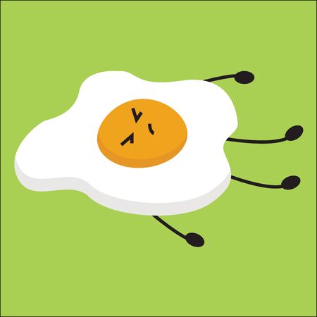 This is an image of fried egg and normally egg is fried on fry pan using little oil., vector, color drawing or illustration.のイラスト素材