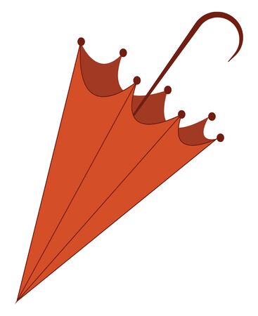 Red colored umbrella with black curved handle, vector, color drawing or illustration.のイラスト素材