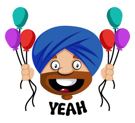 Muslim human emoji party mood, illustration, vector on white background.のイラスト素材
