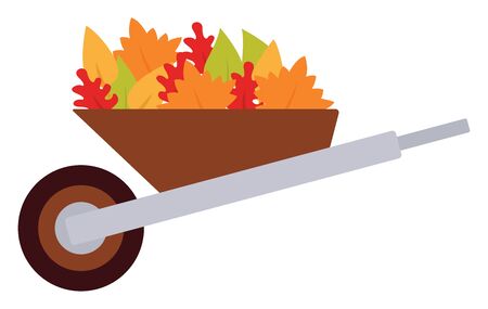 Cart full of leaves, illustration, vector on white background.のイラスト素材