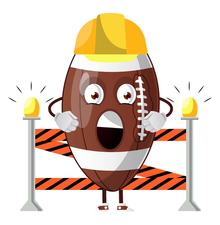 Rugby ball with closed road sign, illustration, vector on white background.のイラスト素材