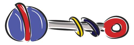 Painting of a colorful rattle for babies for the amusement of an infant and aids them to improve hand-eye coordination by stimulating their senses, vector, color drawing or illustration.のイラスト素材