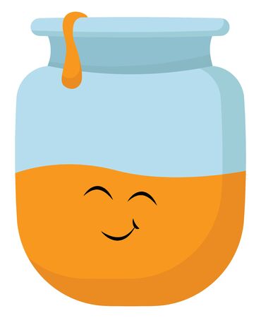 A colour illustration of honey dripping from a stick, vector, color drawing or illustration.のイラスト素材