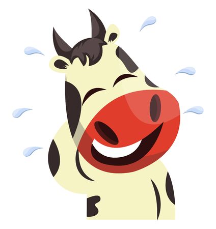 Cow is laughing in tears, illustration, vector on white background.のイラスト素材