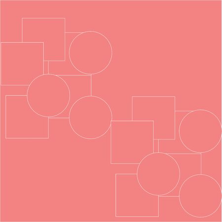 Composition of circles, square on a red paper, vector, color drawing or illustration.のイラスト素材