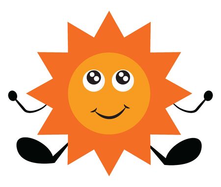 A coloured drawing of sun shining brightly. , vector, color drawing or illustration.のイラスト素材
