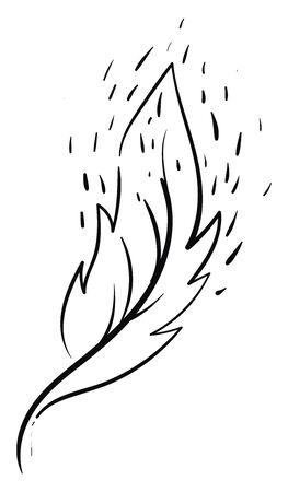 A leaf shaped black brush used to make tattoos, vector, color drawing or illustration.のイラスト素材