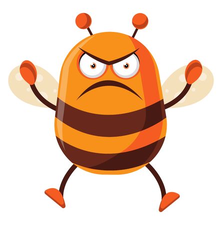 Bee is angry, illustration, vector on white background.のイラスト素材