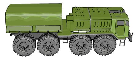 Green military vehicle, illustration, vector on white background.のイラスト素材