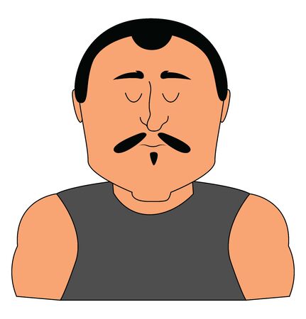 Big man with mustache, illustration, vector on white background.のイラスト素材