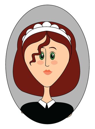 Maid with red hair, illustration, vector on white background.のイラスト素材