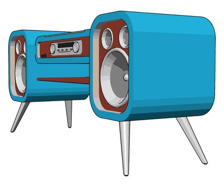 Blue old sound system, illustration, vector on white background.のイラスト素材