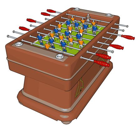 Table football toy, illustration, vector on white background.