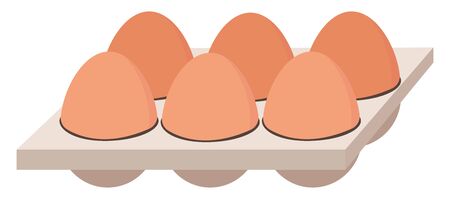 Eggs in carton box, illustration, vector on white background.のイラスト素材