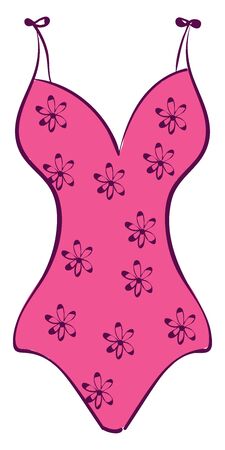 Pink swimsuit, illustration, vector on white background.のイラスト素材