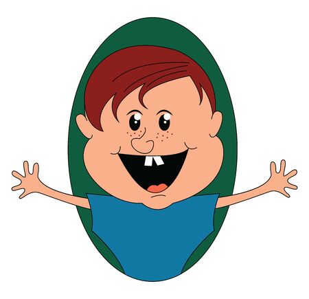 Happy little boy, illustration, vector on white background.のイラスト素材