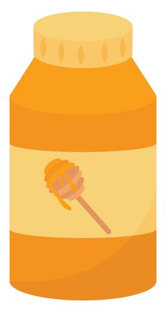 Honey jar, illustration, vector on white background.のイラスト素材