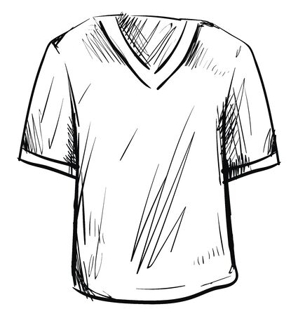 T shirt drawing, illustration, vector on white background.のイラスト素材