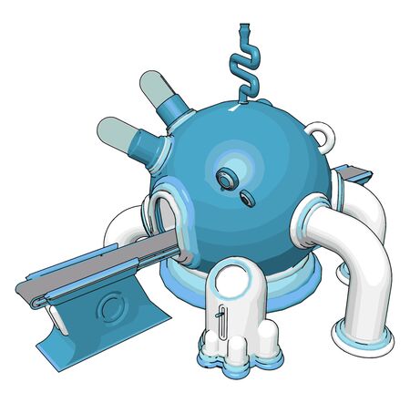 Blue futuristic machine, illustration, vector on white background.のイラスト素材