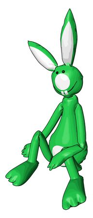 Green bunny toy, illustration, vector on white background.のイラスト素材