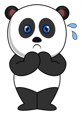 Scared panda, illustration, vector on white background.のイラスト素材
