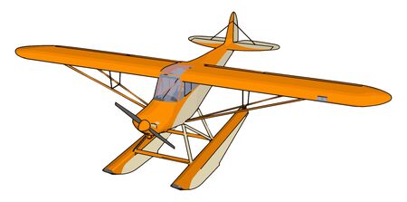 Orange seaplane, illustration, vector on white background.