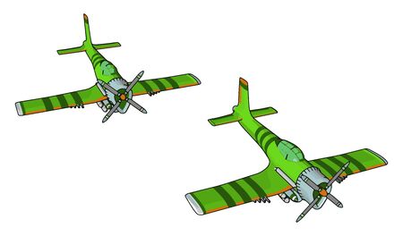 Green aircraft, illustration, vector on white background.のイラスト素材