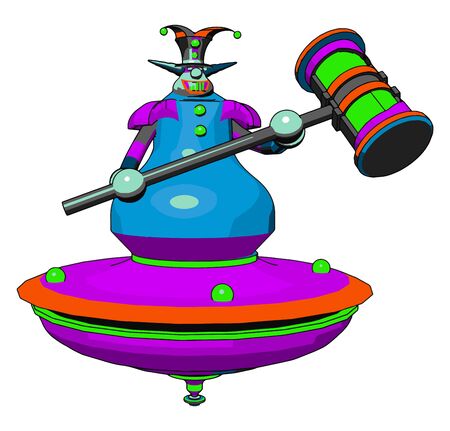 Clown with a hammer, illustration, vector on white background.のイラスト素材