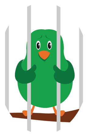 Bird in cage, illustration, vector on white background.のイラスト素材