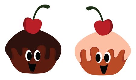 Mini cupcakes, illustration, vector on white background.のイラスト素材