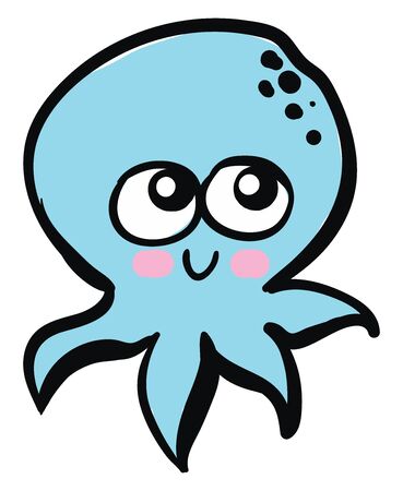Happy small octopus, illustration, vector on white background.のイラスト素材