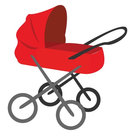 Red baby carriage, illustration, vector on white background.のイラスト素材