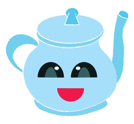 Happy tea pot, illustration, vector on white background.のイラスト素材