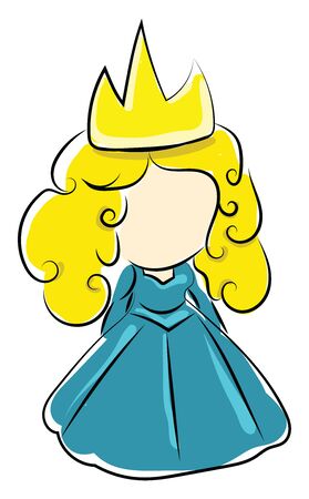 Woman in blue dress, illustration, vector on white background.のイラスト素材