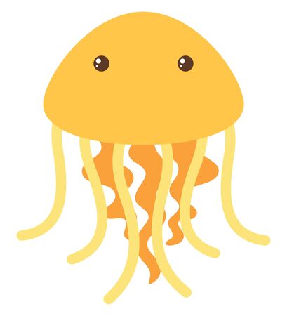 Yellow jellyfish, illustration, vector on white background.のイラスト素材