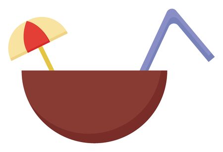Coconut cocktail, illustration, vector on white background.のイラスト素材