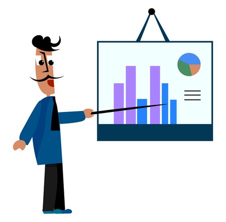Man presenting, illustration, vector on white background.のイラスト素材
