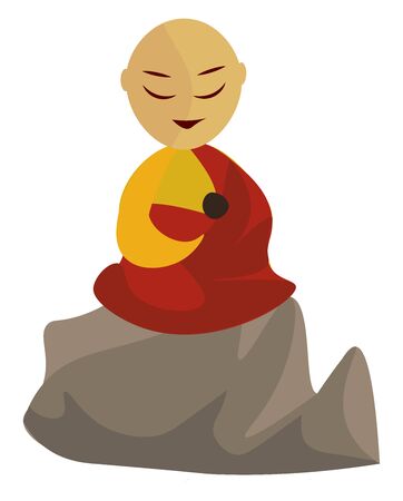 Monk, illustration, vector on white background.のイラスト素材