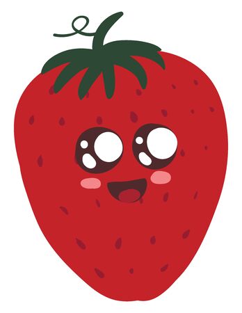 Cute strawberry, illustration, vector on white background.のイラスト素材