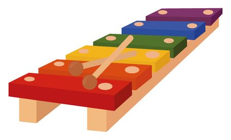 Xylophone, illustration, vector on white background.のイラスト素材